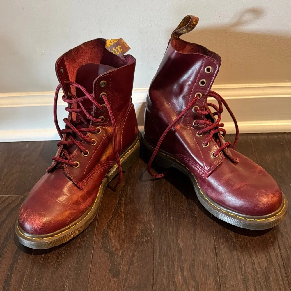 Burgundy Dr. Martens Pascal Boots - Picture 2 of 4